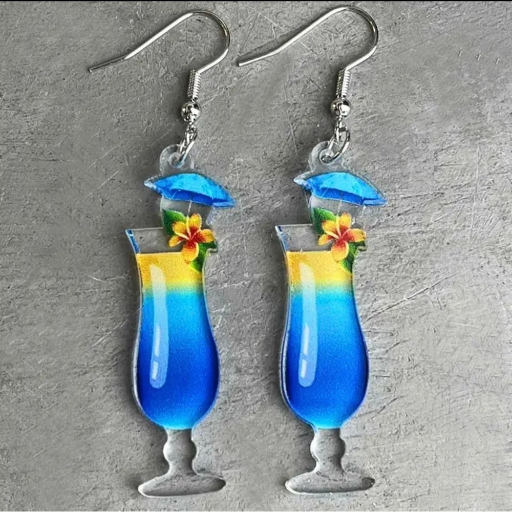 NWT Colorful Summer Cocktail Dangle Earrings